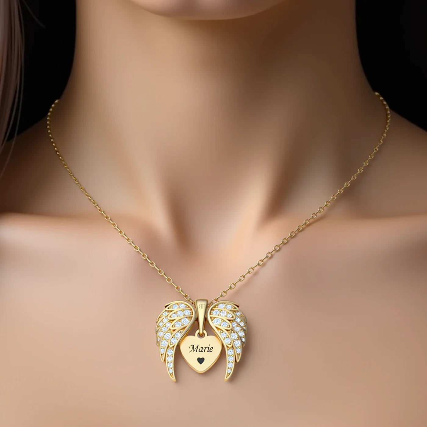 Nioglo™ Mon collier ange avec une gravure personnalisée